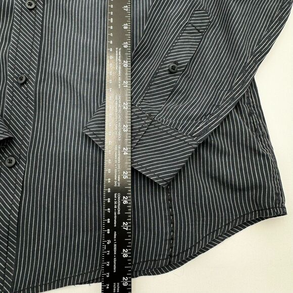 Chalc Men Large Blue Stripe western rodeo Pearl Snap Long sleeve button up shirt - Picture 8 of 9